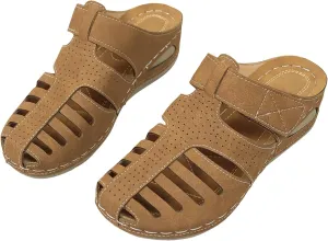 Women's Wedge Sandals,Comfortable Slip-on Closed Toe Wedge Heels Summer Dressy Platform Casual Outdoor Shoes For Women 2025