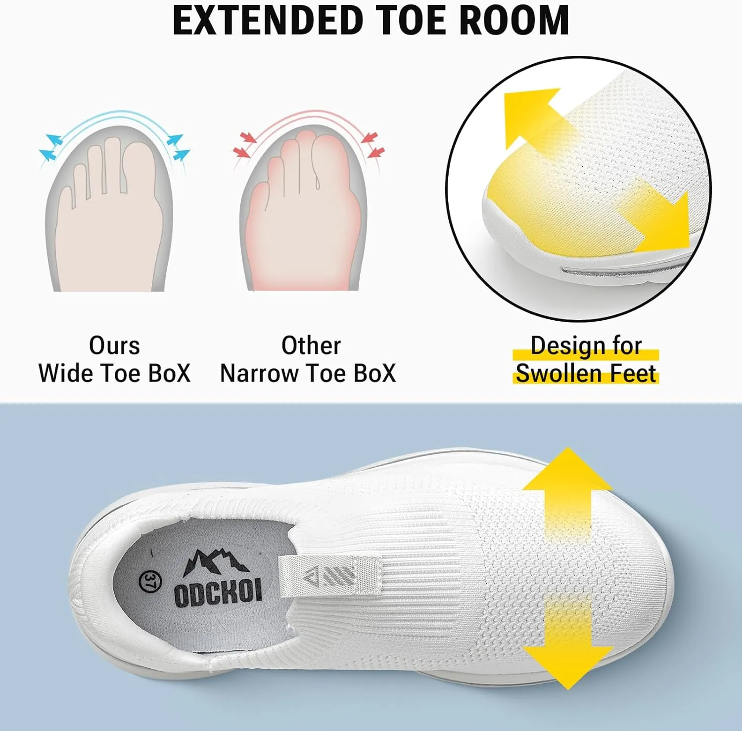 Women's Wide Toe Box Sneakers | Slip-On Hands Free Walking Shoes | Light Breathable Tennis & Gym Shoes for Wide Feet | Running Workout Athletic Trainers