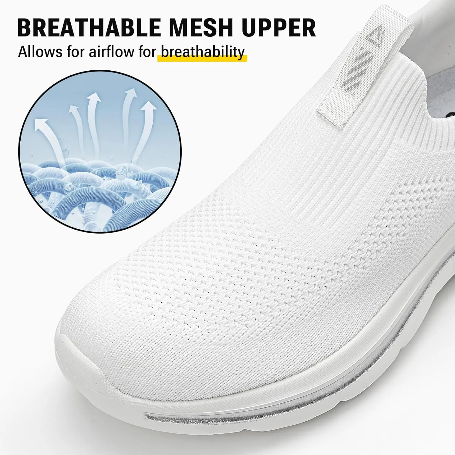 Women's Wide Toe Box Sneakers | Slip-On Hands Free Walking Shoes | Light Breathable Tennis & Gym Shoes for Wide Feet | Running Workout Athletic Trainers