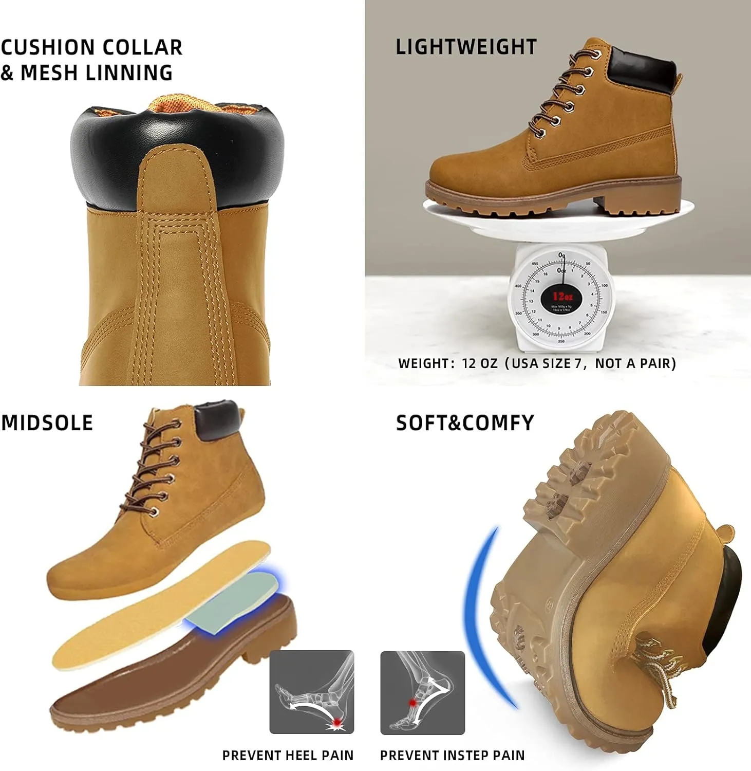 Women's Work Boots Hiking - Waterproof Outdoor Construction Motorcycle Combat