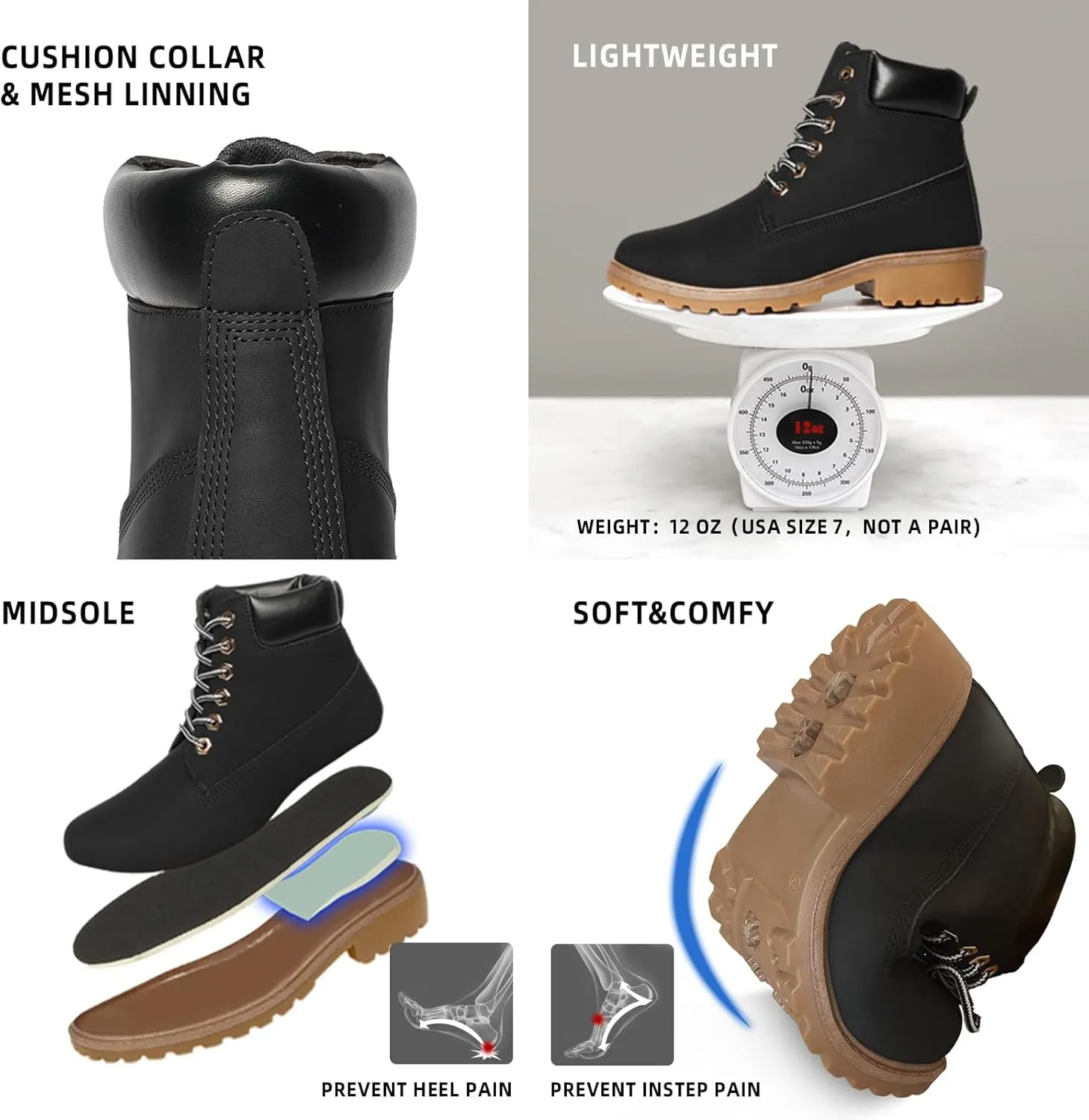 Women's Work Boots Hiking - Waterproof Outdoor Construction Motorcycle Combat