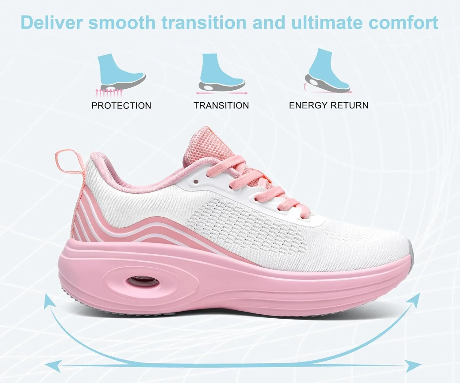 Wondamo Women's Walking Running Shoes Cushioning Lightweight Athletic Shoes Comfortable Supportive Non Slip Tennis Gym Workout Trainning Sneakers