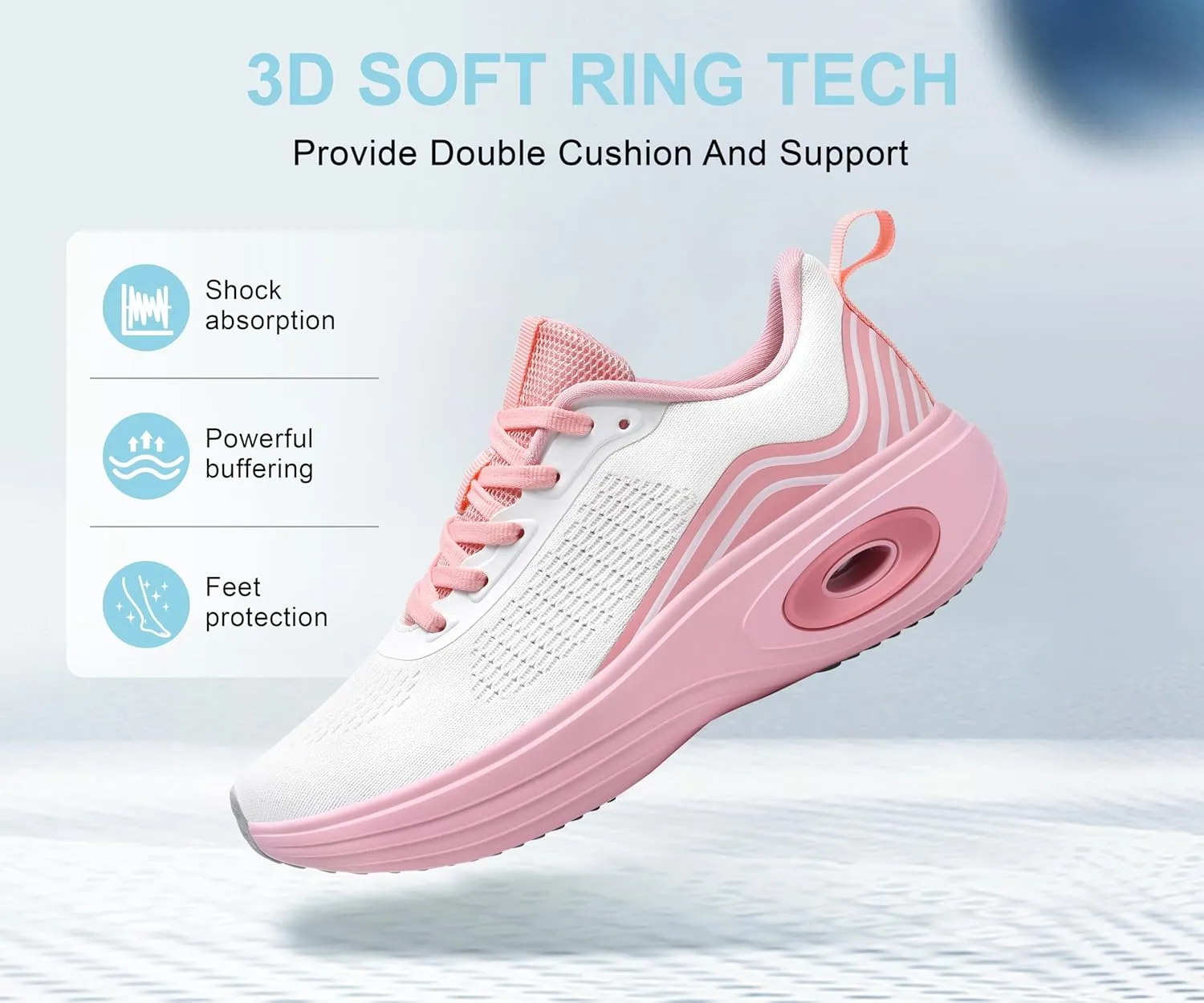 Wondamo Women's Walking Running Shoes Cushioning Lightweight Athletic Shoes Comfortable Supportive Non Slip Tennis Gym Workout Trainning Sneakers