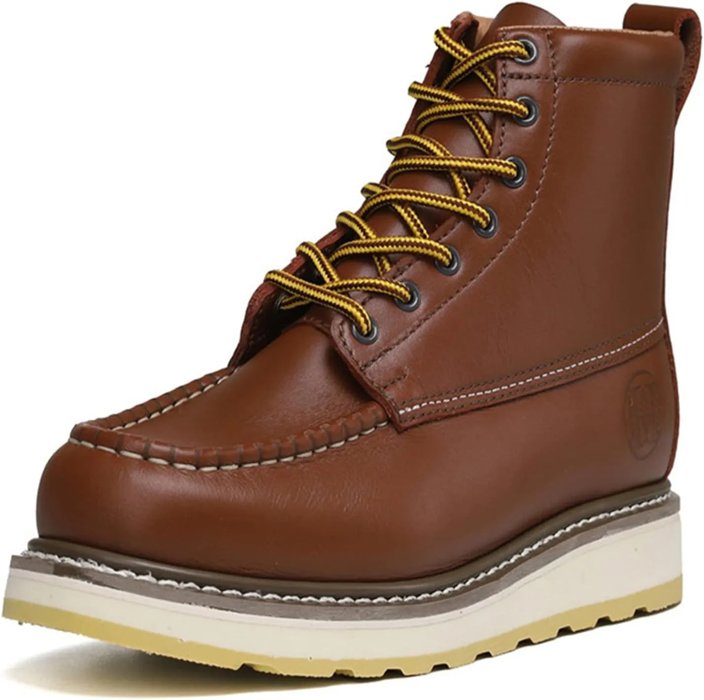 Work Boots for Men, 6" Soft Toe Leather Suretrack Slip/Oil Resistant Mens Work Boots, H84994EE, 8