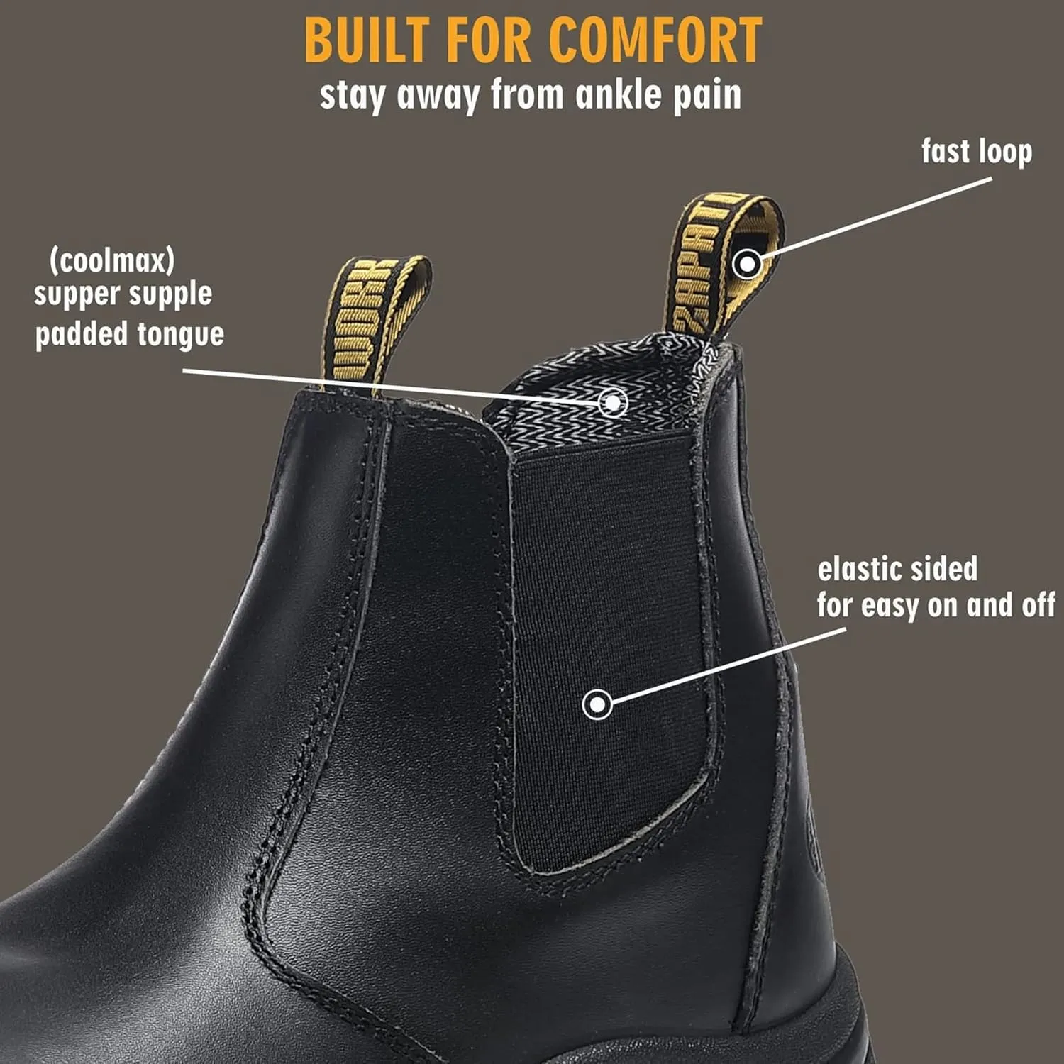 Work Boots for Men, Composite/Soft Toe Waterproof Working Boots, Slip Resistant Anti-Static Slip-on Safety Working Shoes 8 9 10 11 12 13