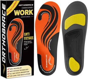 Work Orthotic Insoles for All Day Comfort, Anti Fatigue High Arch Support Shoe Inserts Men Women for Relieve Foot Pain, Plantar Fasciitis, Work Boot Insoles for Standing All Day-M
