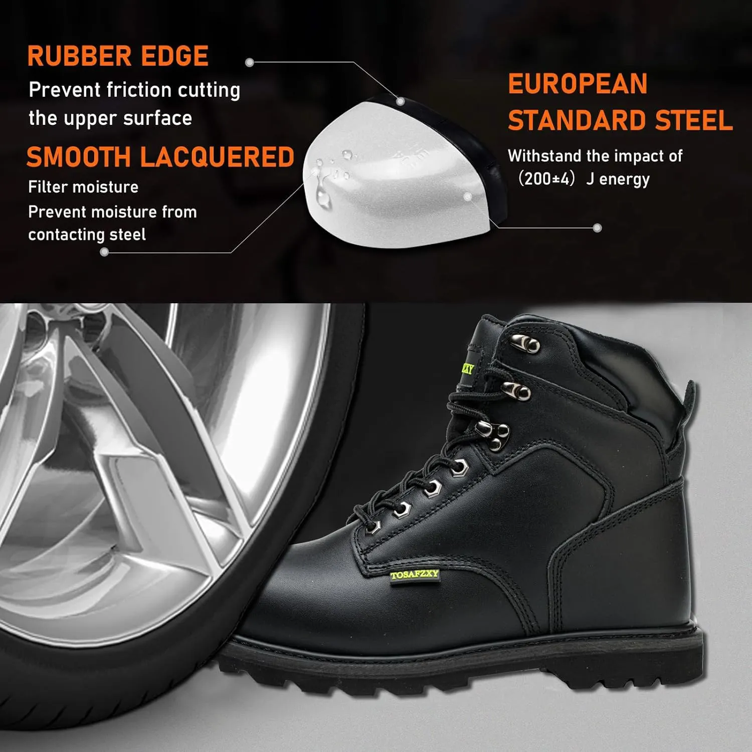 Work Safety Boots for Men Durable Crazy-Horse Leather Indestructible Steel Toe Waterproof and Non-Slip Better Warmth Men Work Shoes