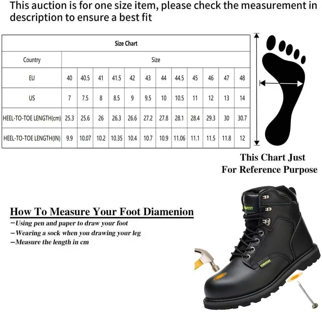 Work Safety Boots for Men Durable Crazy-Horse Leather Indestructible Steel Toe Waterproof and Non-Slip Better Warmth Men Work Shoes