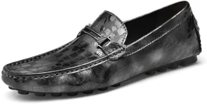 WOUND Men's Loafers Shoes Height Increasing Elevator 2.3in Vegan Leather Driving Loafers Lightweight Flat Heel Anti-Slip Outdoor Slip-ons (Color : Grey, Size : 10)