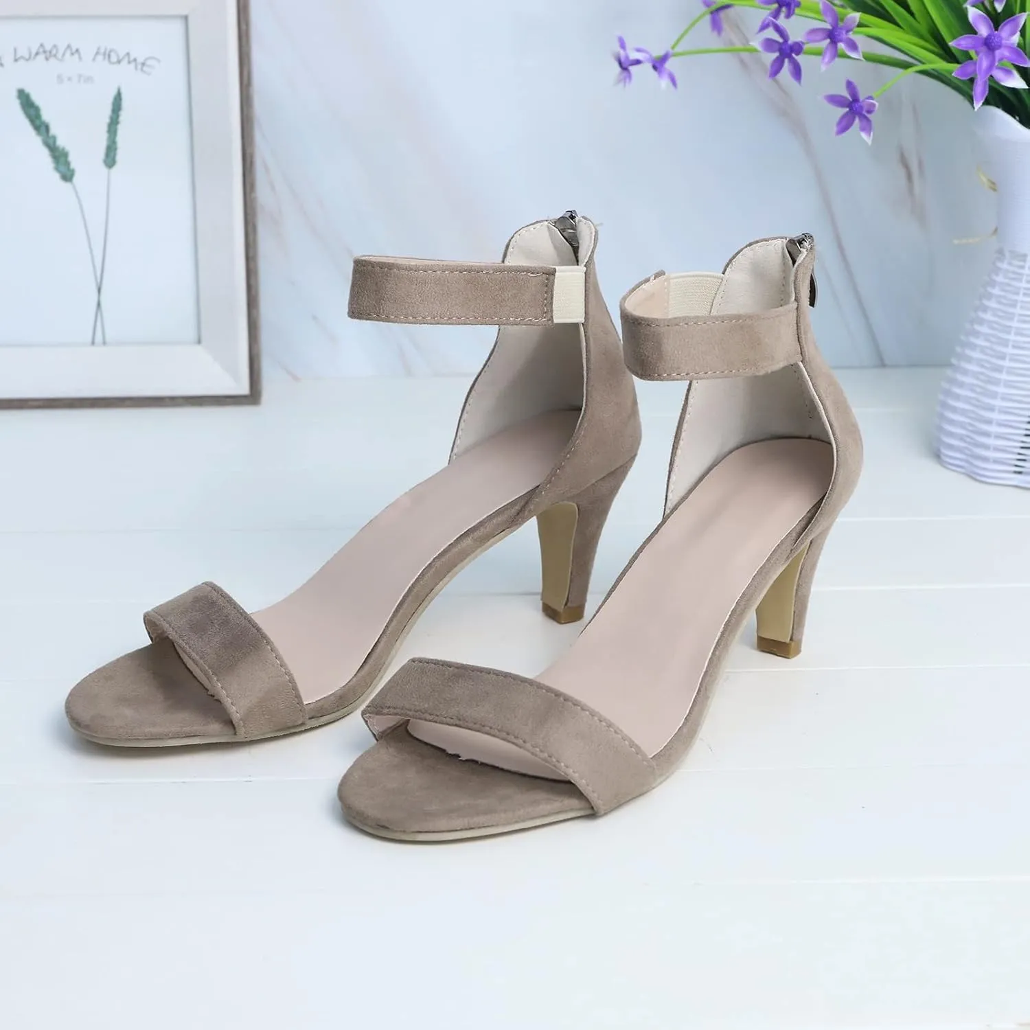 Yanzhenglip Sandals Women Fashion Heels, Women'S Sexy High Heel Sandals Open Toe Pointed Party Sandals, Summer Dressy Low Heel Sandals Hollowed Out Comfortable