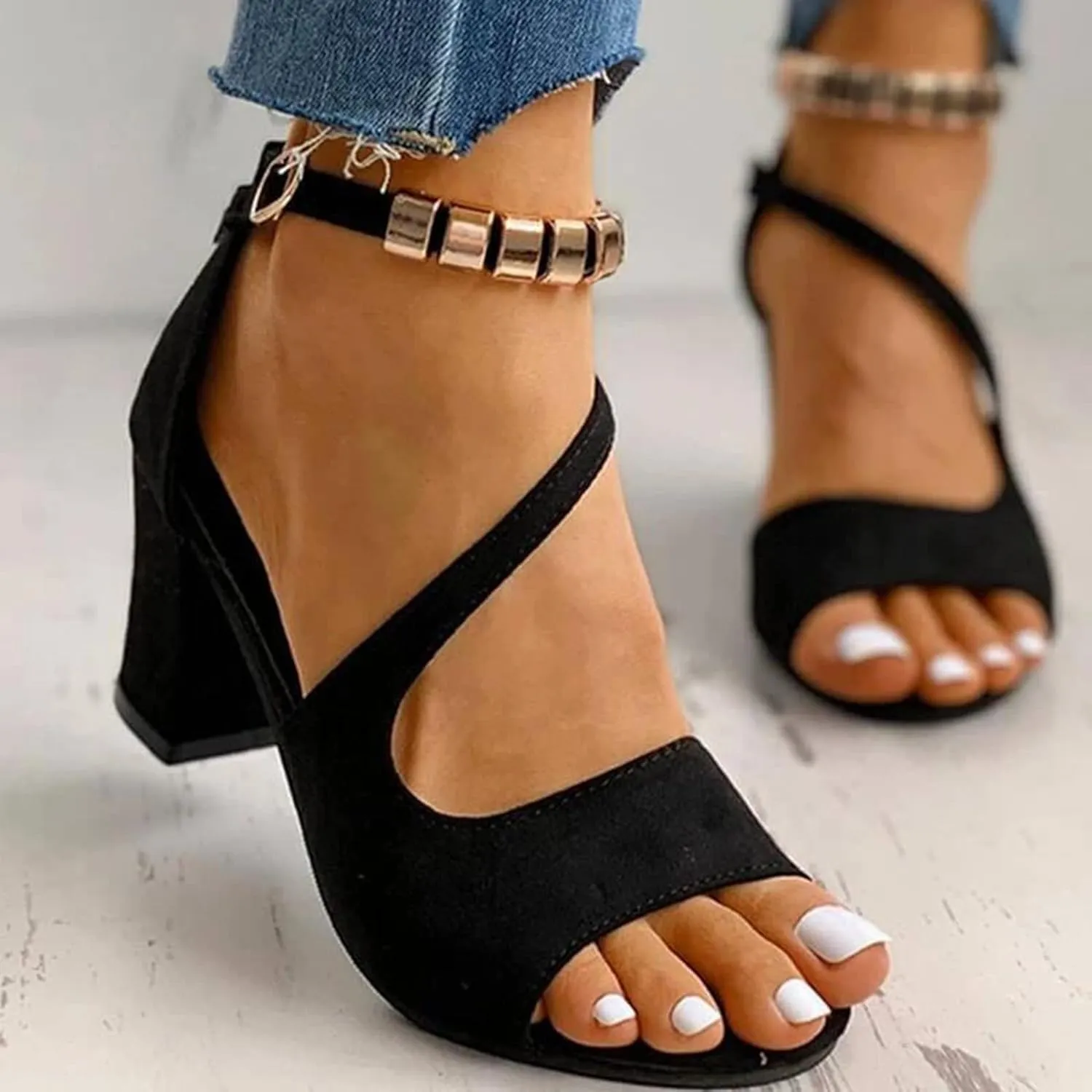 Yanzhenglip Sandals Women Fashion Heels, Women'S Sexy High Heel Sandals Open Toe Pointed Party Sandals, Summer Dressy Low Heel Sandals Hollowed Out Comfortable