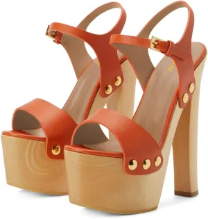 YDN Women's Platform Heeled Sandals Open Round Toe Chunky High Heels Backless Ankle Strap Sexy Casual Shoes for Spring Summer Party Size 4-16 US