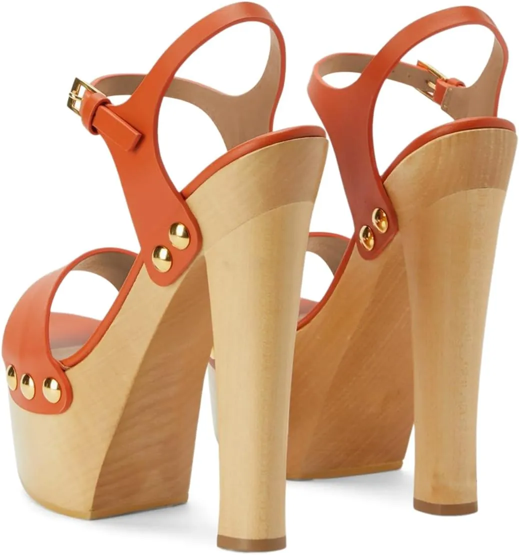 YDN Women's Platform Heeled Sandals Open Round Toe Chunky High Heels Backless Ankle Strap Sexy Casual Shoes for Spring Summer Party Size 4-16 US
