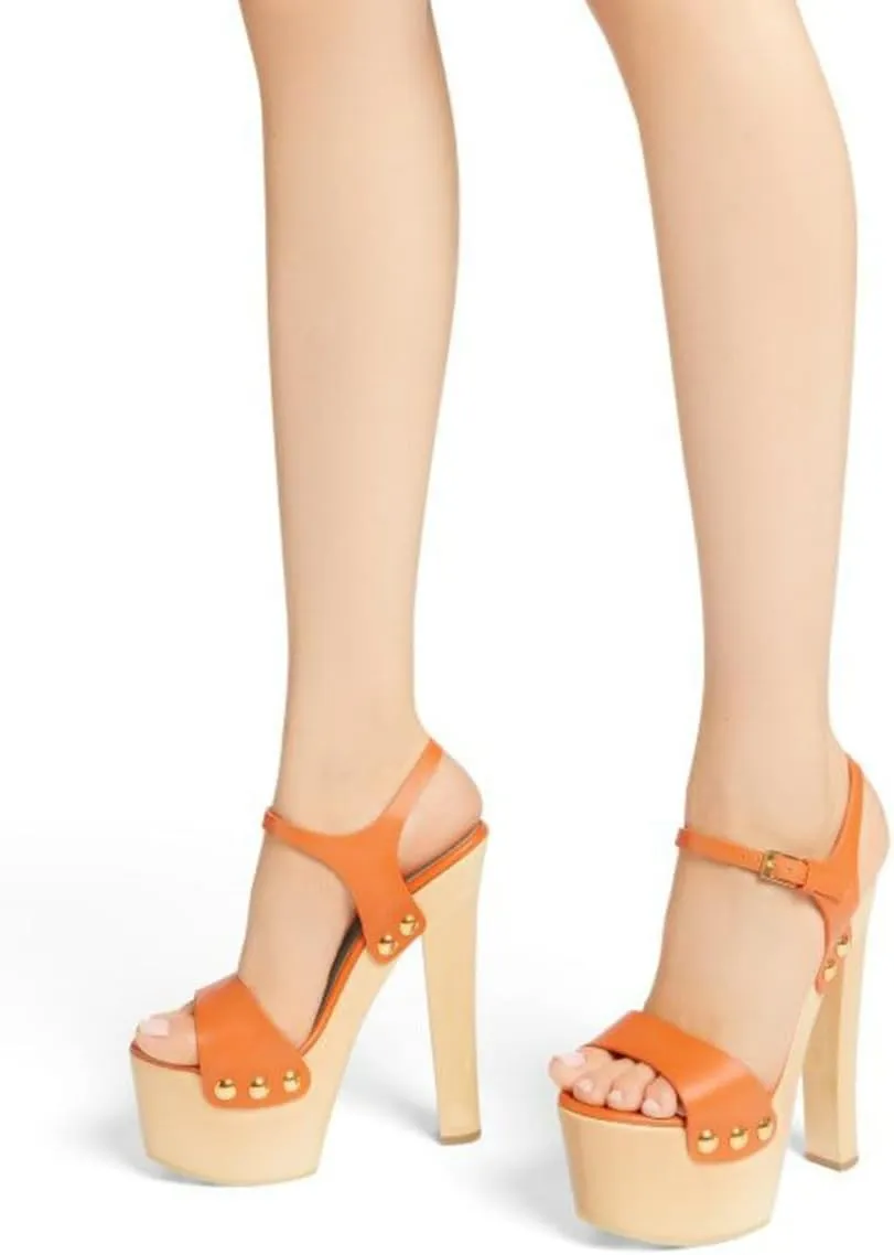 YDN Women's Platform Heeled Sandals Open Round Toe Chunky High Heels Backless Ankle Strap Sexy Casual Shoes for Spring Summer Party Size 4-16 US