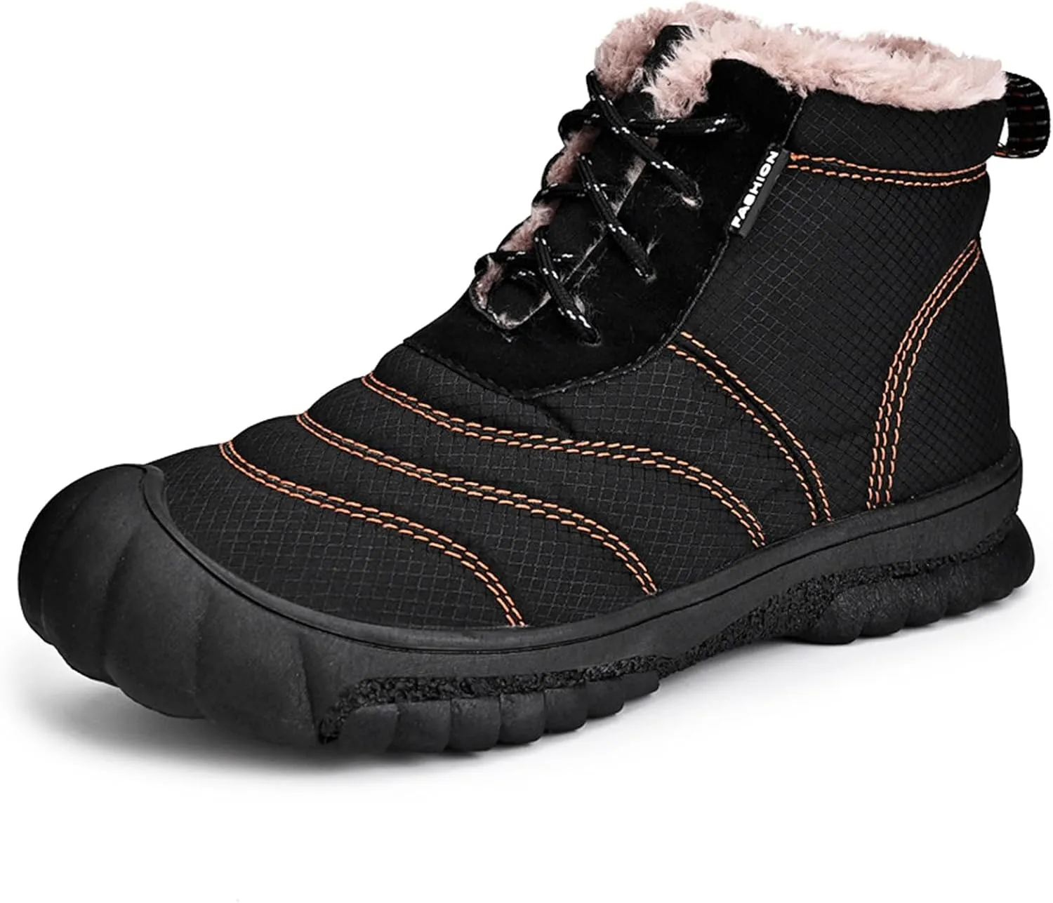 Zeberfi Men's Warm Fur Lined Snow Boots Winter Casual Trekking Anti-Slip Waterproof Backpacking Boots Lightweight Outdoor Hiking Canvas Ankle Boot