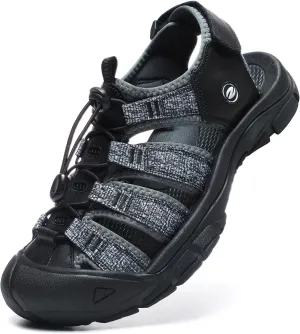 ziitop Mens Hiking Sandals Closed Toe Athletic Sport Sandals Leather Athletic Lightweight Trail Walking Casual Water Shoes