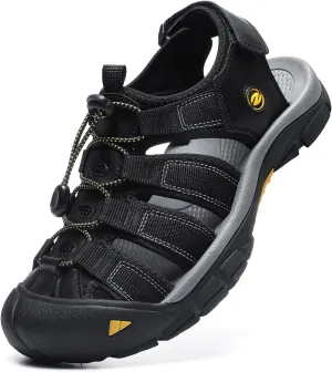 ziitop Mens Hiking Sandals Closed Toe Athletic Sport Sandals Leather Athletic Lightweight Trail Walking Casual Water Shoes