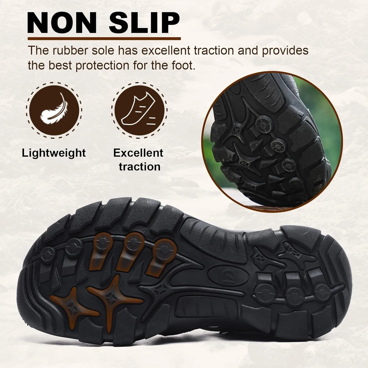 ziitop Mens Hiking Sandals Closed Toe Athletic Sport Sandals Leather Athletic Lightweight Trail Walking Casual Water Shoes