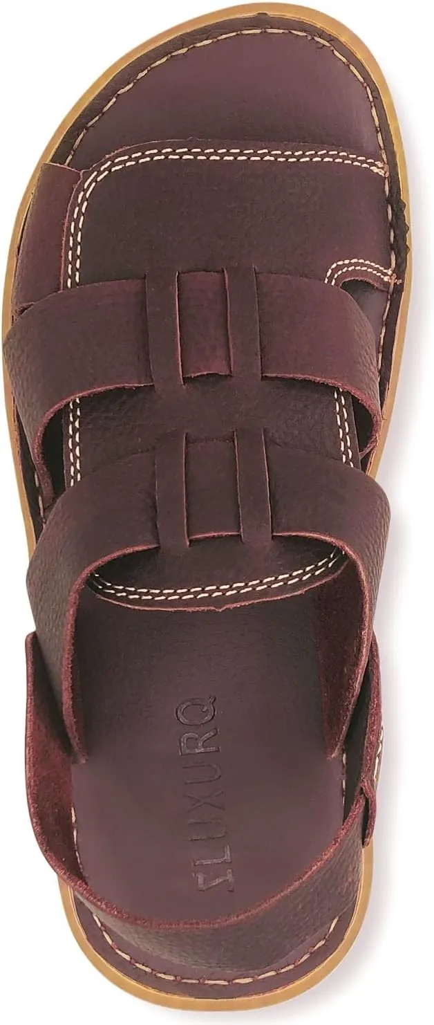 ZLUXURQ Mens soft leather hiking outdoor sandals-Luxury Casual Beach Sandals