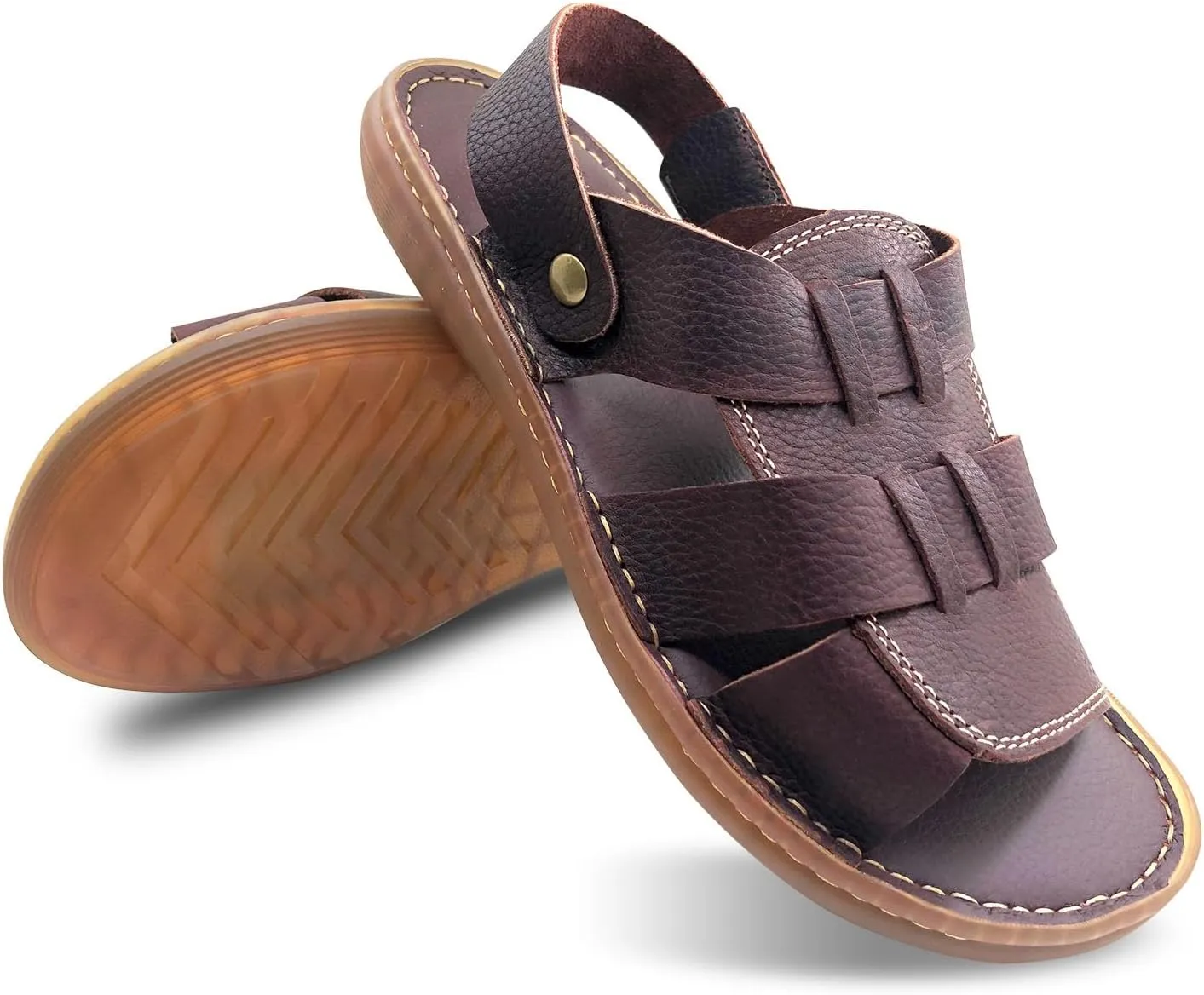 ZLUXURQ Mens soft leather hiking outdoor sandals-Luxury Casual Beach Sandals