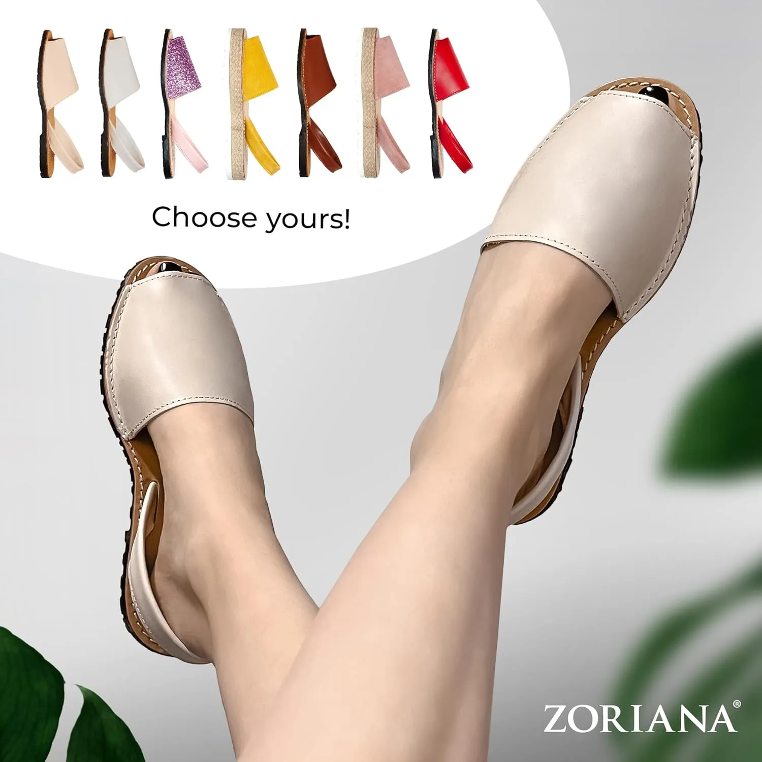 ZORIANA® Sandals for Women Handmade Leather, Dressy, Comfortable Sling Back Shoes Flat - Fashion Exclusively Made in Spain - Avarca Summer Trending Slingback Shoes 2023, 100% Spanish Genuine Leather