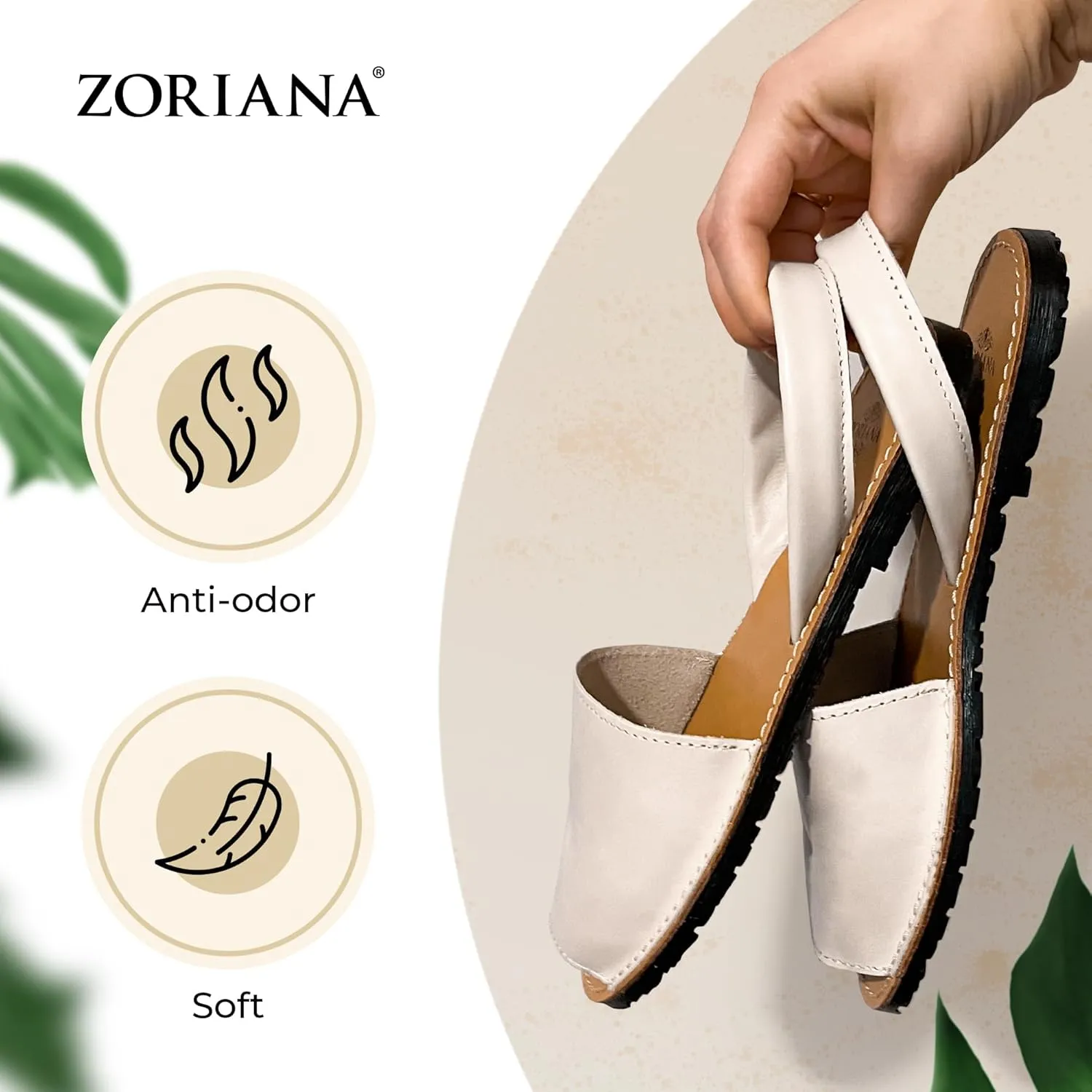 ZORIANA® Sandals for Women Handmade Leather, Dressy, Comfortable Sling Back Shoes Flat - Fashion Exclusively Made in Spain - Avarca Summer Trending Slingback Shoes 2023, 100% Spanish Genuine Leather