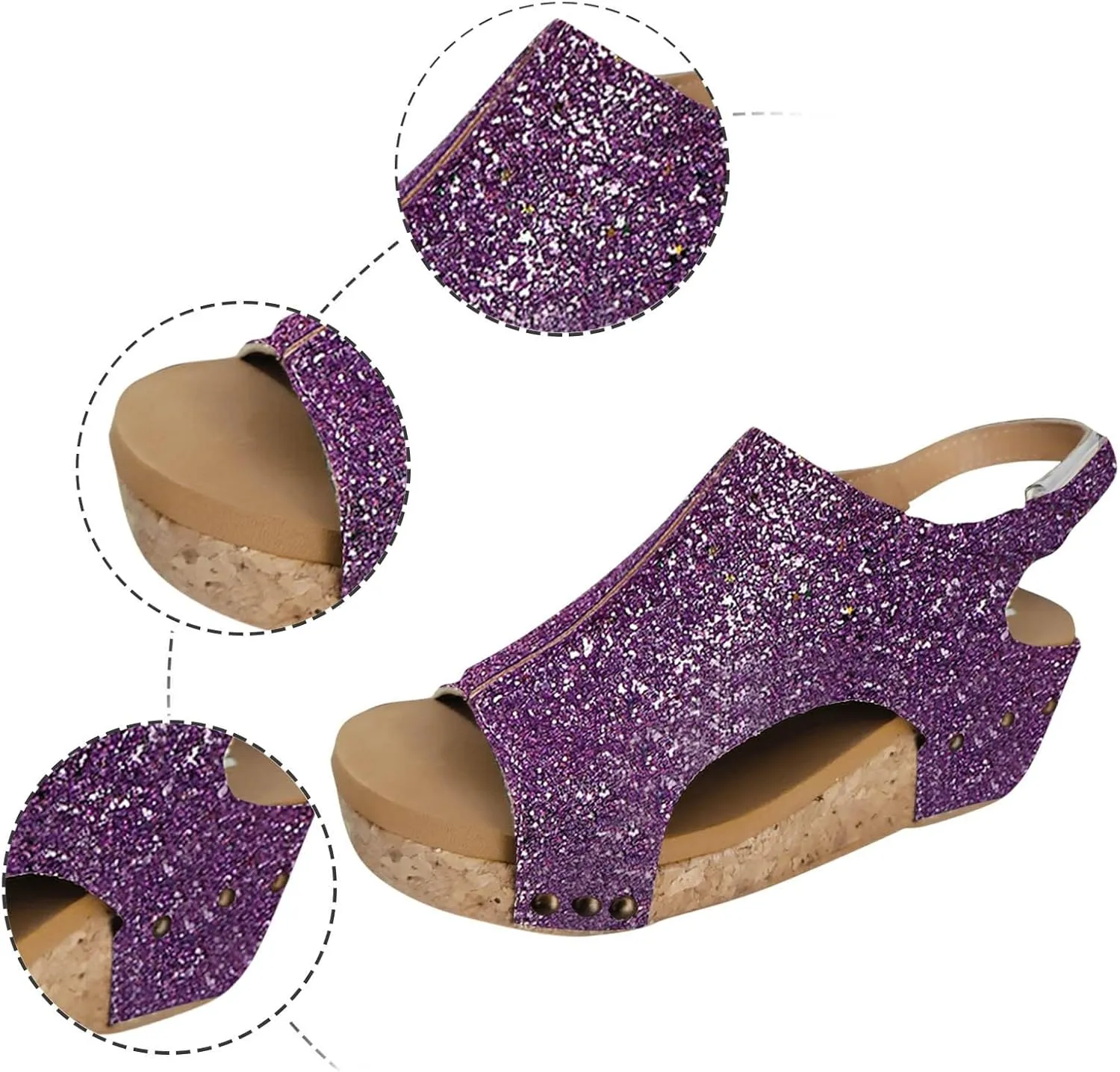 ZSpzx Womens Comfy Wedge Orthopedic Sandals Summer Platform Cork Wedges Women's Wedge Sandals Buckle Ankle Strap Ladies Sandals Wedge Comfortable Strappy Sandals Orthopedic Sandals Casual Shoes