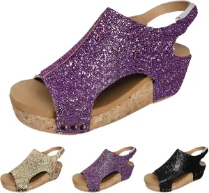 ZSpzx Womens Comfy Wedge Orthopedic Sandals Summer Platform Cork Wedges Women's Wedge Sandals Buckle Ankle Strap Ladies Sandals Wedge Comfortable Strappy Sandals Orthopedic Sandals Casual Shoes