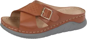 ZSpzx Women's Slide Sandals,Wedge Sandals for Women Dressy Summer Open Toe Crisscross Straps Slip on Sandals Comfortable Slides Slippers Metal Memory Foam Walking Beach Plantar Fasciitis Shoes