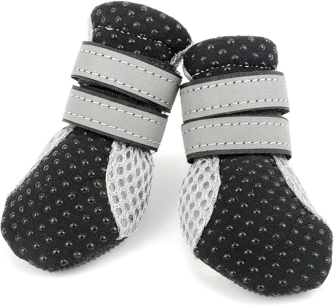 Zunea Dog Boots for Hot Pavement Summer Breathable Soft Mesh Paw Protectors Puppy Small Dog Shoes with Adjustable Safe Reflective Strap and Rugged Anti-Slip Sole for Hiking Running Black Mini L