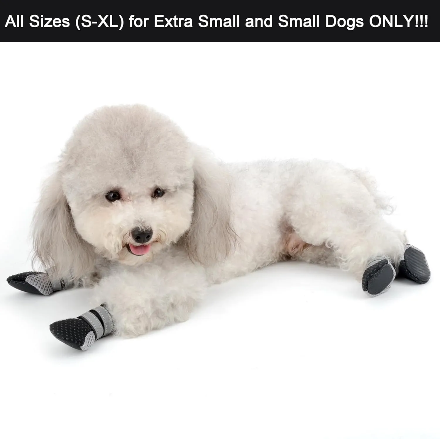 Zunea Dog Boots for Hot Pavement Summer Breathable Soft Mesh Paw Protectors Puppy Small Dog Shoes with Adjustable Safe Reflective Strap and Rugged Anti-Slip Sole for Hiking Running Black Mini L