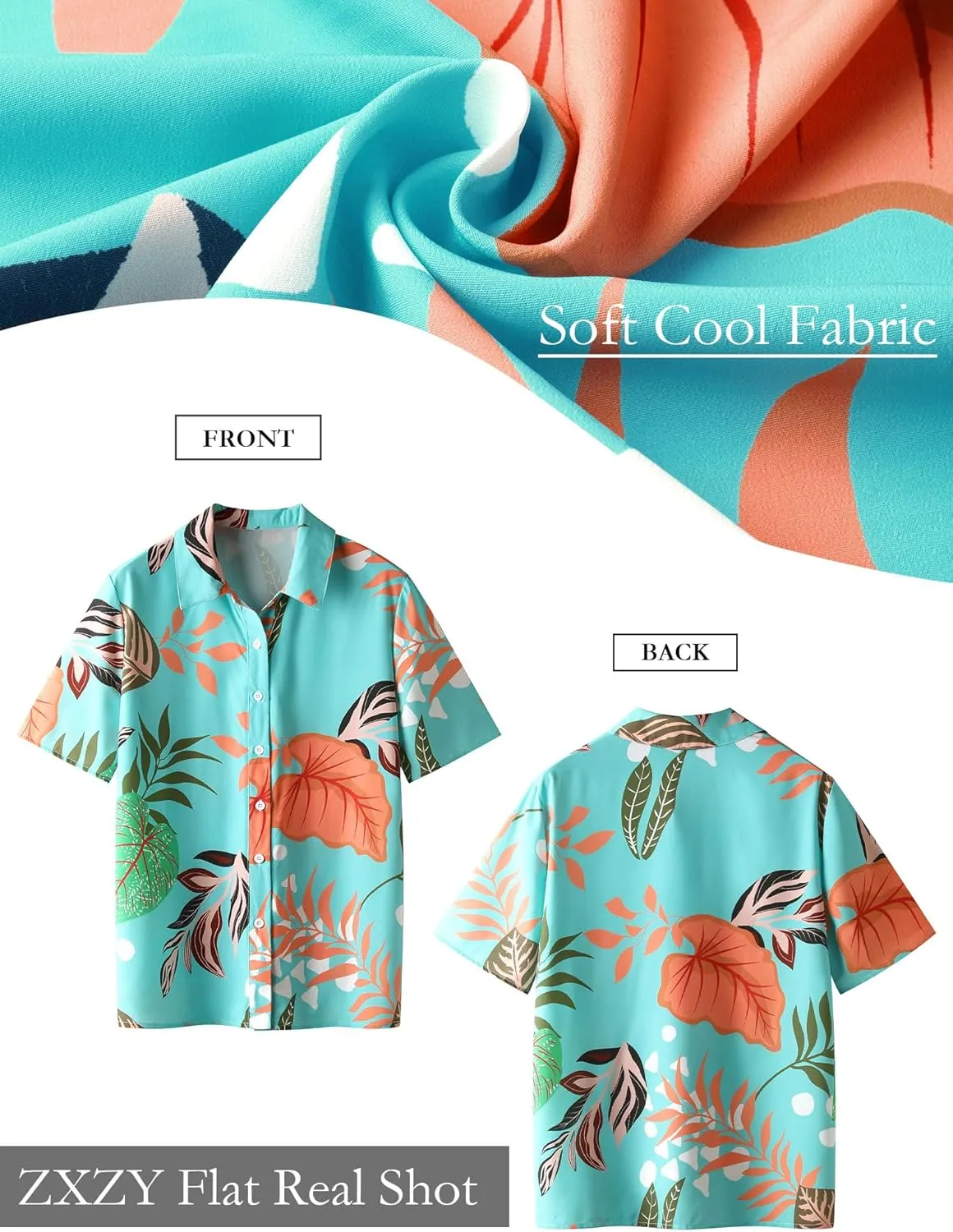ZXZY Women Summer Hawaii Shirts Soft Cool Floral Tropic Print Short Sleeve Button Up Tops T-Shirt